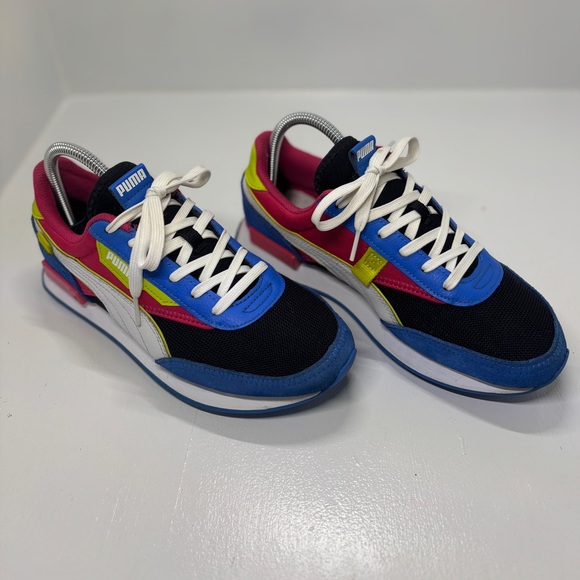 Puma Future Rider Women’s 8.5 Retro Colorblock Sneakers Blue Pink Yellow - Picture 3 of 13